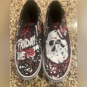 Friday the 13th Mens Slip-On Shoes - Black and Red